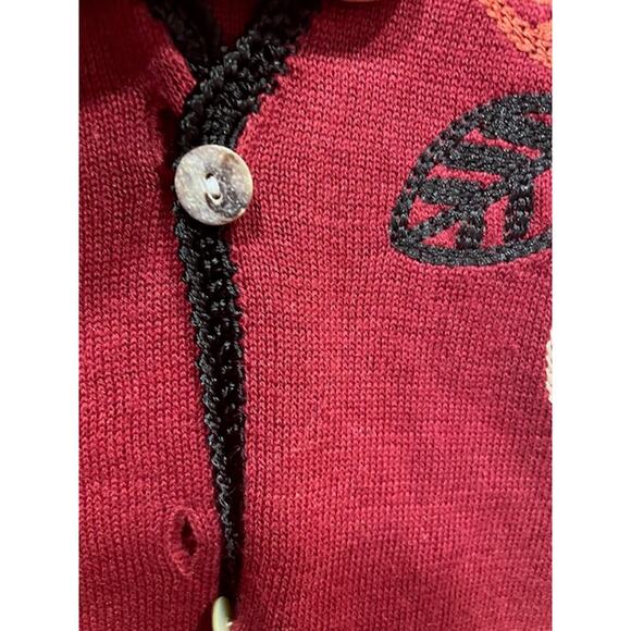 Vintage Koret Sweater Set Burgandy Floral Stitching Womens Size M - Picture 6 of 10